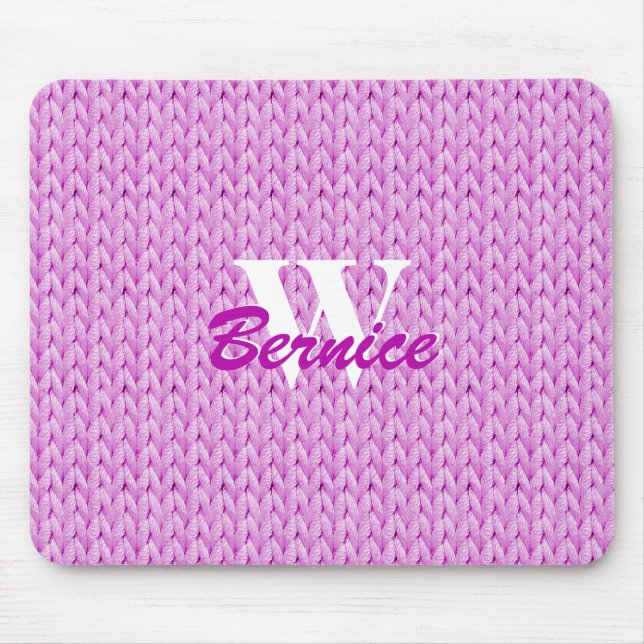 Rosa Knitted Struktur Mouse Pad med Monogram Musmatta (Framsidan)