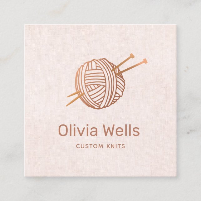 Rosa Knitters Knitting Crochet Boll Fyrkantigt Visitkort (Framsida)