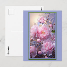 Rosa knoppar och blommor från Peony Postcard Vykort