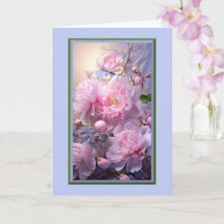 Rosa knoppar och blommor från Peony välkomstkort Kort