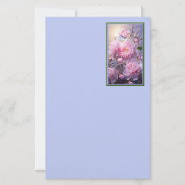 Rosa knoppar och blommor i pappersark