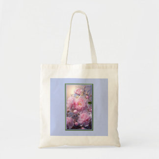 Rosa knoppar och peonblommor handväskor tygkasse