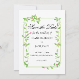 Rosa knoppar på grön murgröna Bröllop Spara datume Inbjudningar