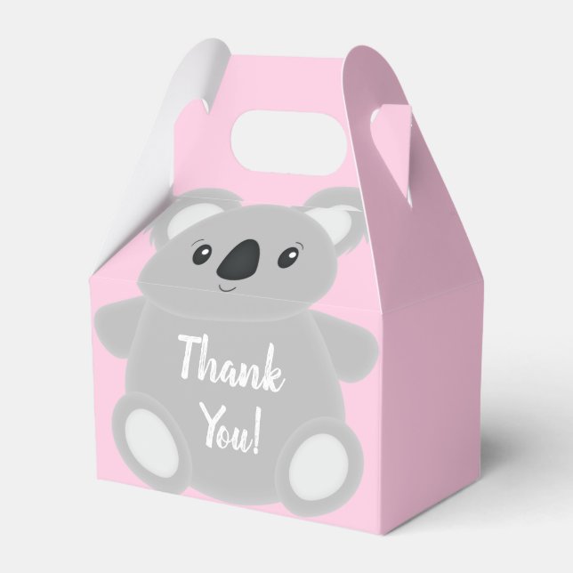 Rosa Koala Bear Baby Shower Presentaskar (Framsidan Sidan)