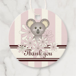 Rosa Koala Girl Baby Shower / Birthday Tack Gåvor Etiketter