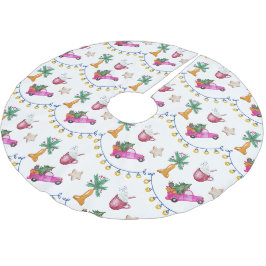 Rosa koffert varm kakao akvarell illustration julgransmatta borstad polyester