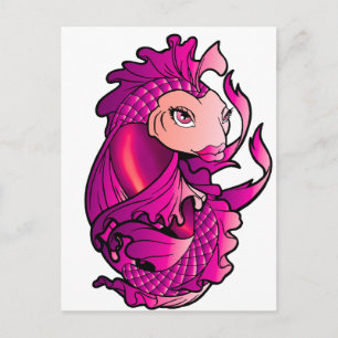 Rosa koi vykort