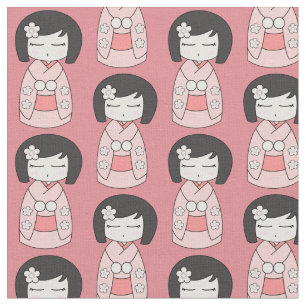 Rosa Kokeshi docka Tyg