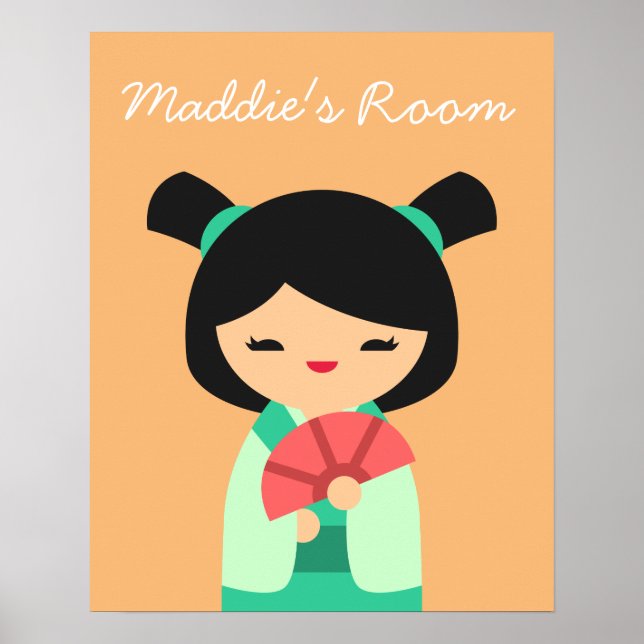 Rosa Kokeshi Japanska dockflickor rum Poster (Framsidan)