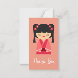 Rosa Kokeshi Japanska dockor Anteckningskort