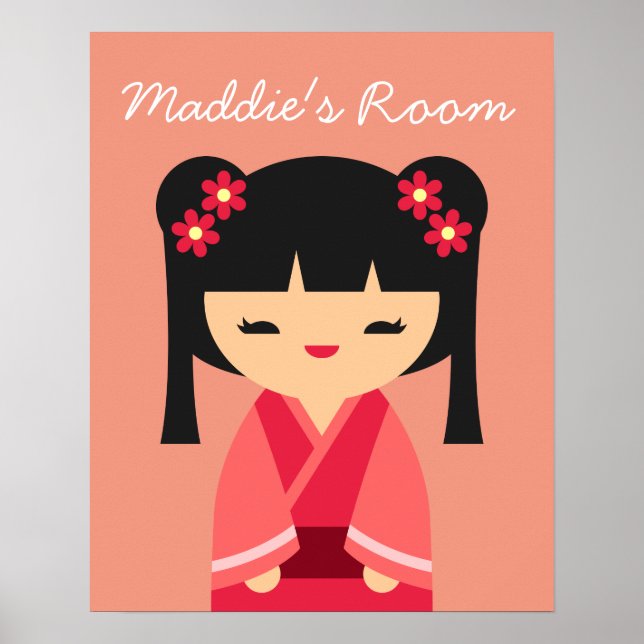 Rosa Kokeshi Japanska dockor Poster (Framsidan)