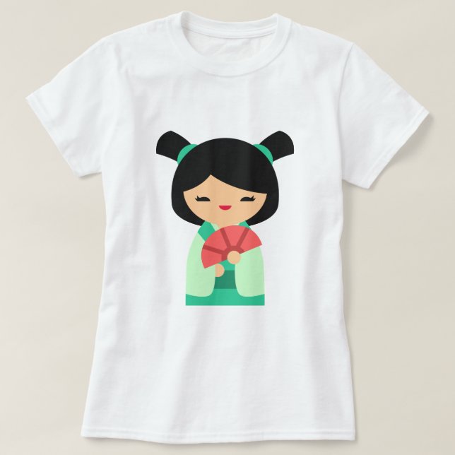Rosa Kokeshi Japanska dockor T Shirt (Design framsida)