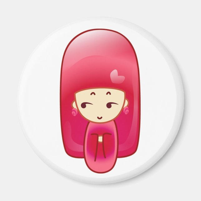 Rosa kokeshi magnet (Framsidan)