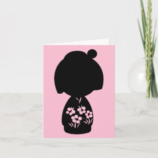 Rosa Kokeshi Triplet Silhouette-anteckningskort Kort