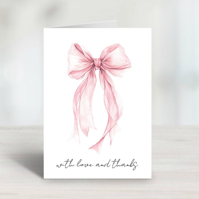 Rosa Kokett Båge Bröllopsfest Tack Kort (Skapare uppladdad)