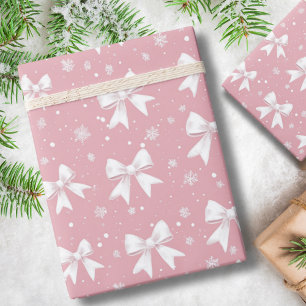 Rosa Kokett Båge Snöflinga Jul Presentpapper