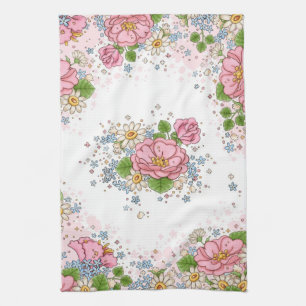 Rosa kökshandduk för Tea (rosor)