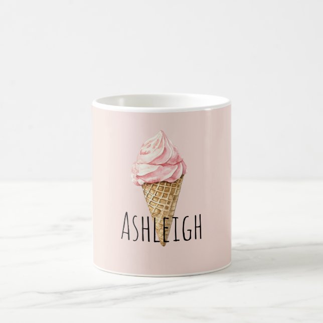 Rosa kon med glass kaffemugg (Center)