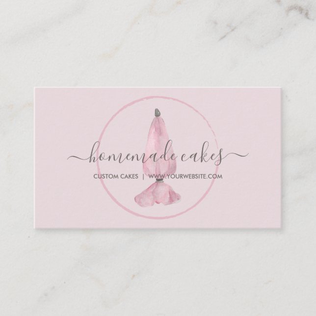 Rosa konfektyr pastabagge logotyp kock bageri visitkort (Framsida)