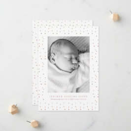 Rosa konfetti Baby födelse meddelande Fotokort