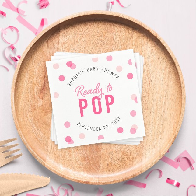 Rosa konfetti redo att poppa baby shower pappersservett (Skapare uppladdad)