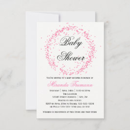 Rosa konfettiar - inbjudan för baby shower 3x5