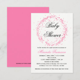 Rosa konfettiar - inbjudan för baby shower 3x5