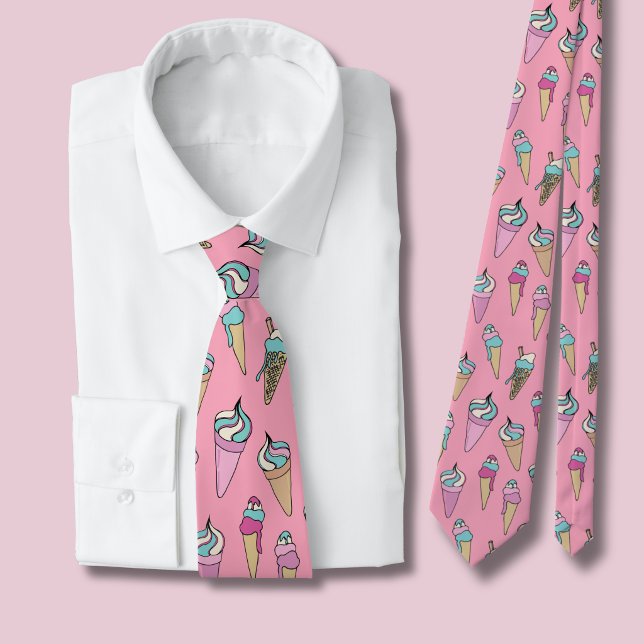Rosa konmönster för glass slips (Pink Ice cream cone tie )