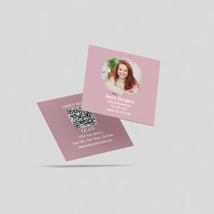 Rosa Kontakta mig Foto QR-kod Fyrkantigt Visitkort