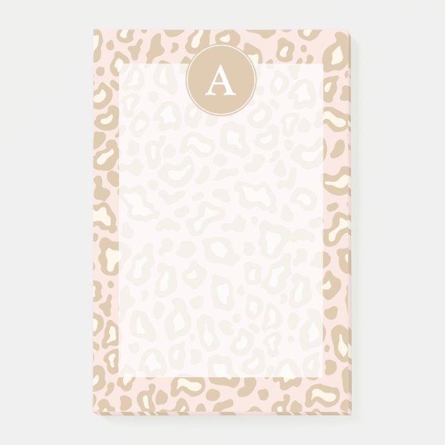 Rosa kontorsleopardmonogram Post It Notes present Post-it Block (Framsida)