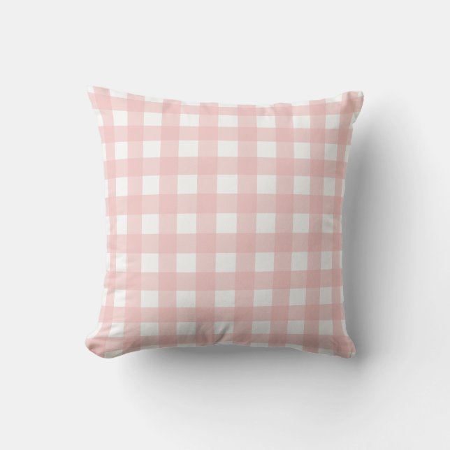 Rosa kontroll för kvartrosa- & vitGingham Kudde (Framsida)