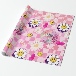 rosa kontrollerad Retro Groovy Presentpapper