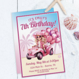 Rosa - konvertibelt höftfödelsedag inbjudningar