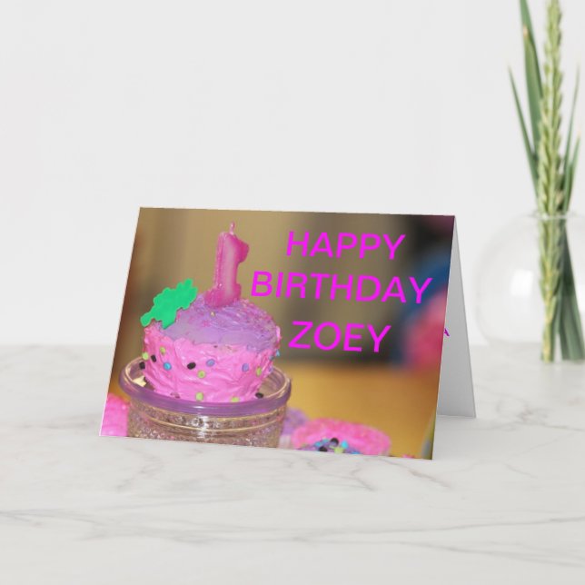 Rosa Kopp-kummelns födelsedagskort för ett år gamm Kort (Framsida)