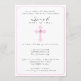 Rosa Kor Baptism Christening Ceremony Girl Inbjudningar