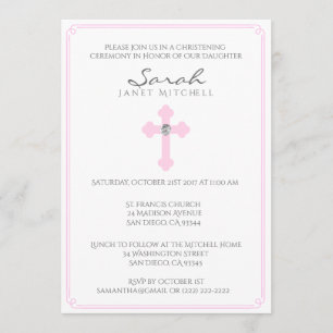 Rosa Kor Baptism Christening Ceremony Girl Inbjudningar