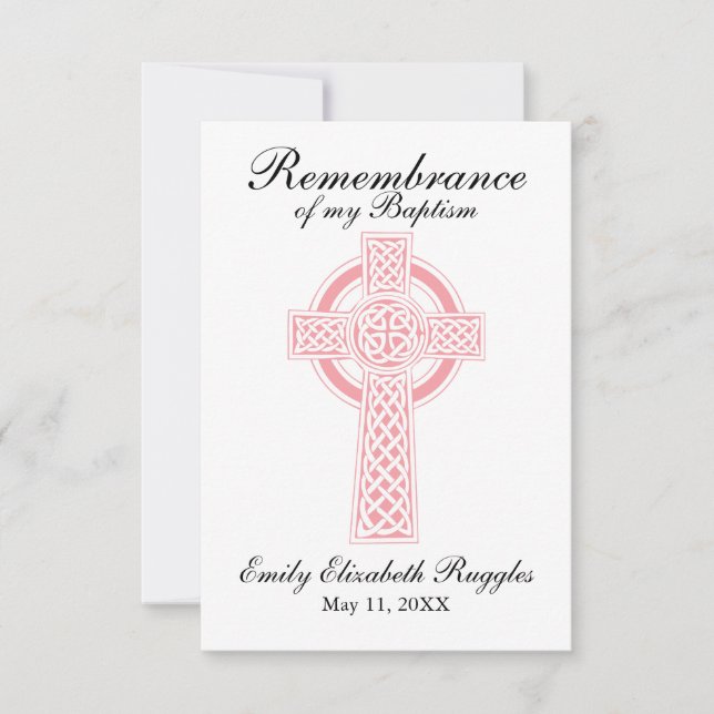 Rosa Kor Baptism Christening Prayer Card Kort (Framsida)
