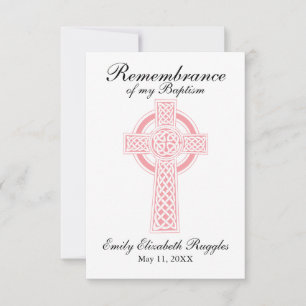 Rosa Kor Baptism Christening Prayer Card Kort