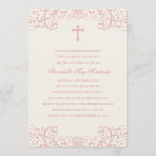 Rosa Kor Baptism/julinbjudning Inbjudningar