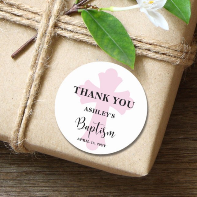 Rosa Kor Baptism Runt Klistermärke (Skapare uppladdad)