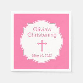 Rosa Kor Flicka Baptism Christening Pappersservett