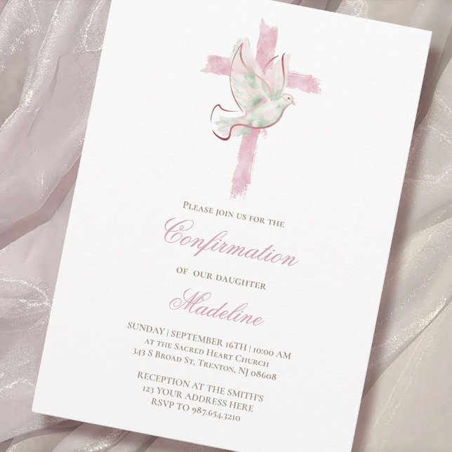 rosa kor Heliga Spirit Bekräftelse Inbjudningar (Skapare uppladdad)