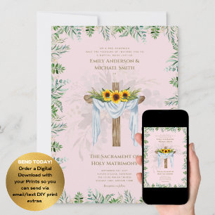 Rosa Kor katolsk nuptialmassa Bröllop Inbjudningar