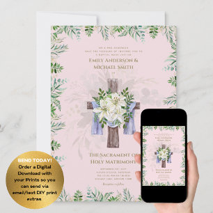 Rosa Kor katolsk nuptialmassa Bröllop Inbjudningar