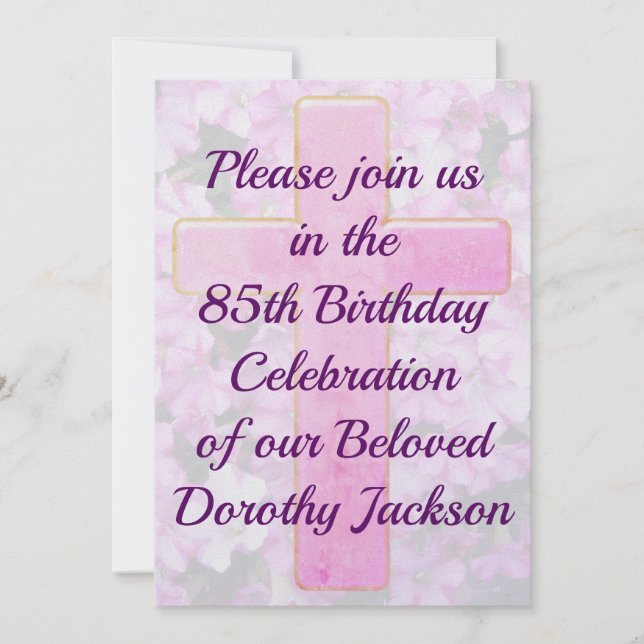 ROSA KOR OCH BLOMMIGT 85:E BIRTHDAY-INBJUDAN INBJUDNINGAR (Framsida)