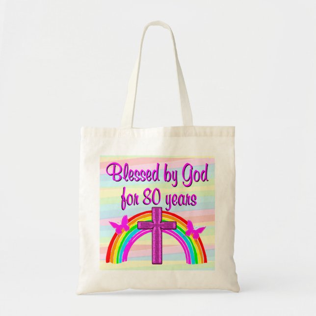 ROSA KOR OCH RAINBOW 80:E BIRTHDAY TOTE BAG TYGKASSE (Framsidan)