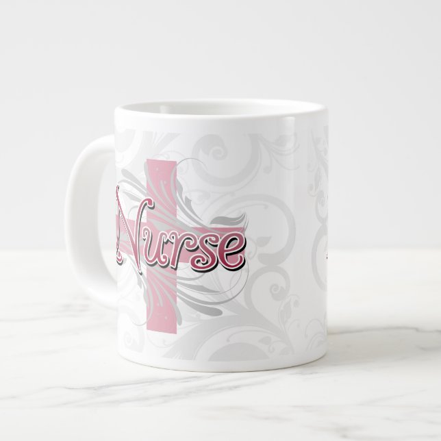Rosa Kor/Swirl Nurse Jumbo Mugg (Framsida vänster)