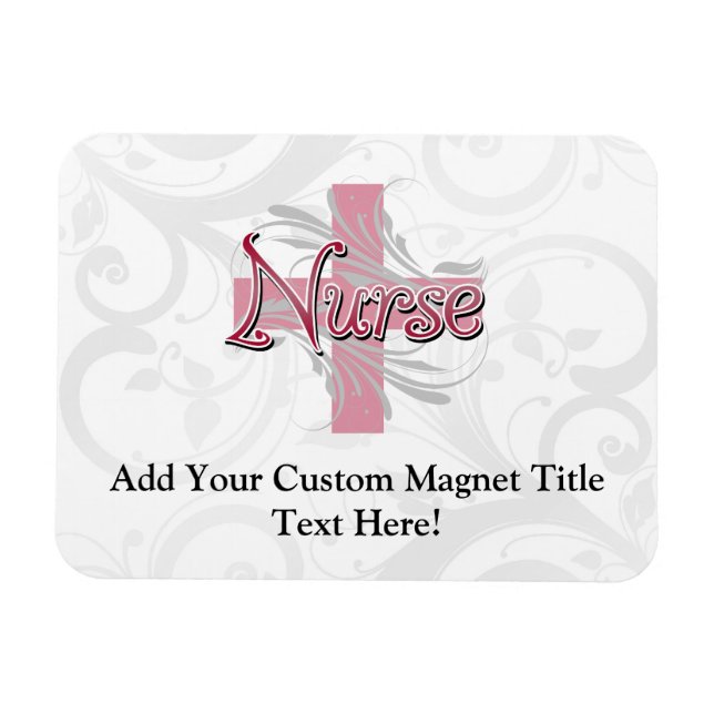 Rosa Kor/Swirl Nurse Magnet (Horisontell)