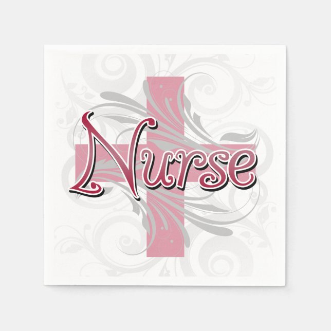 Rosa Kor/Swirl Nurse Pappersservett (Framsidan)