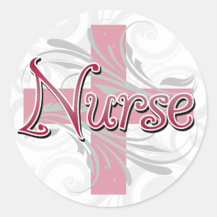 Rosa Kor/Swirl Nurse Runt Klistermärke
